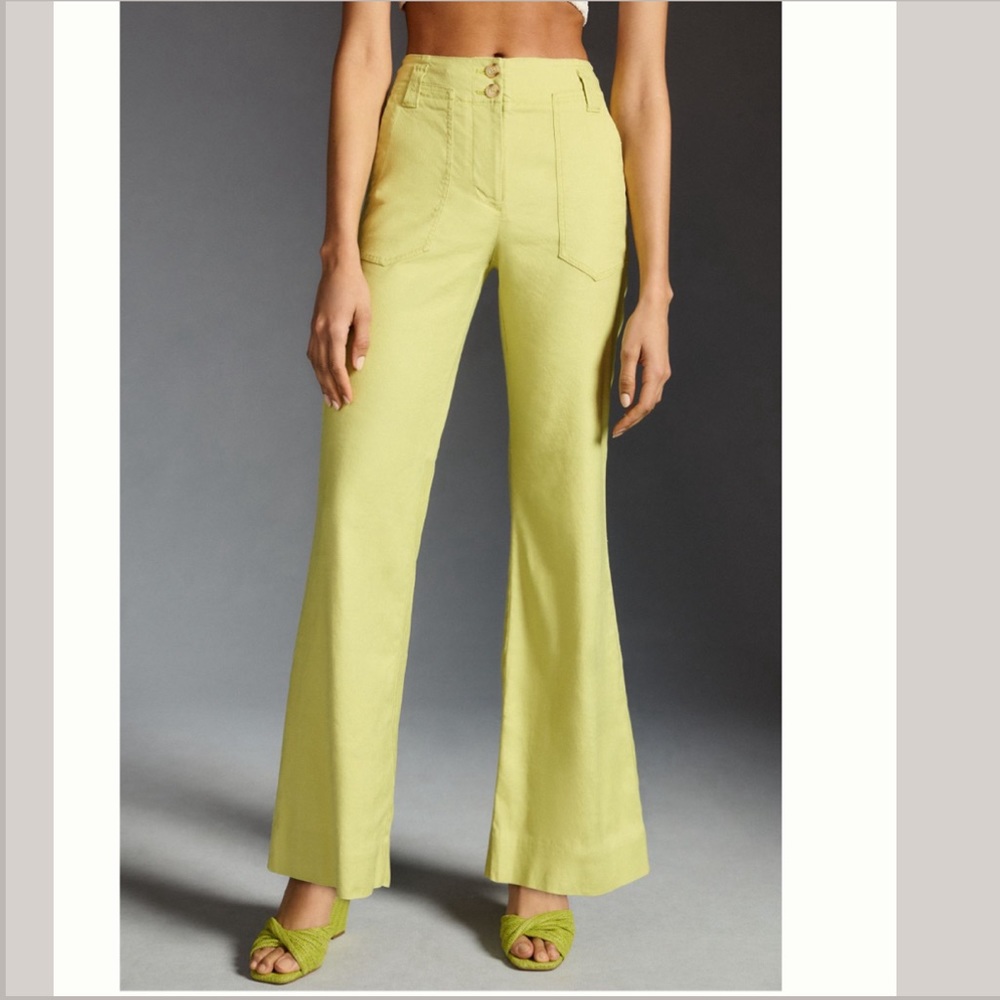 NWT Anthropologie Maeve The Naomi Linen Wide-Leg Flare Pants - Picture 7 of 13